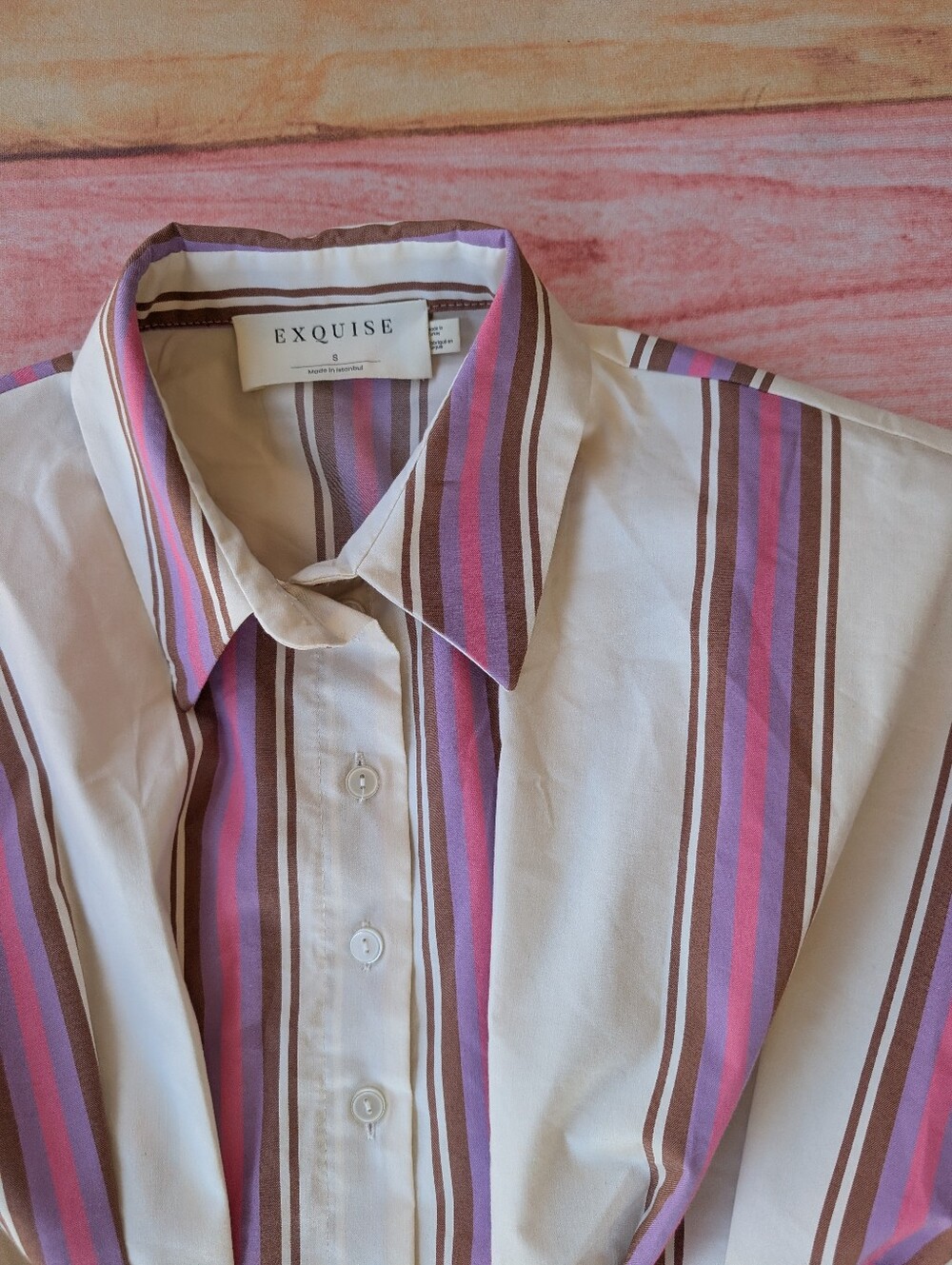 Anthropologie Exquise The Tobie Button-Front Shirt Dress Mini Pink Small - Picture 9 of 13